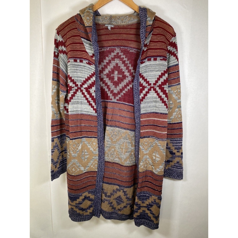 Aztec Western Hooded Cardigan Sweater Women's M Charlotte Russe USA Made
